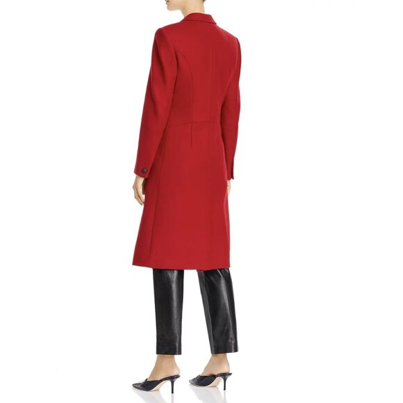 Rag & Bone Daine Long Single Breasted Wool Coat Deep Berry Red Office NWT - Picture 2 of 16